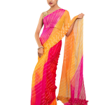 Multi Coloured Pure Georgette Lehariya Saree | Traditional Lehariya Pattern | Jaipurio Designer Collection